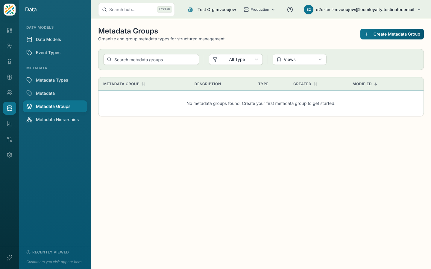 Metadata Groups list