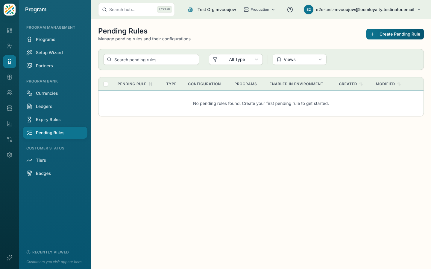 Pending rules list