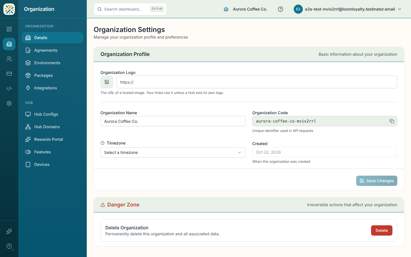 Organization profile form
