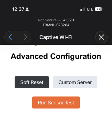 Advanced Configuration page with the Custom Server button