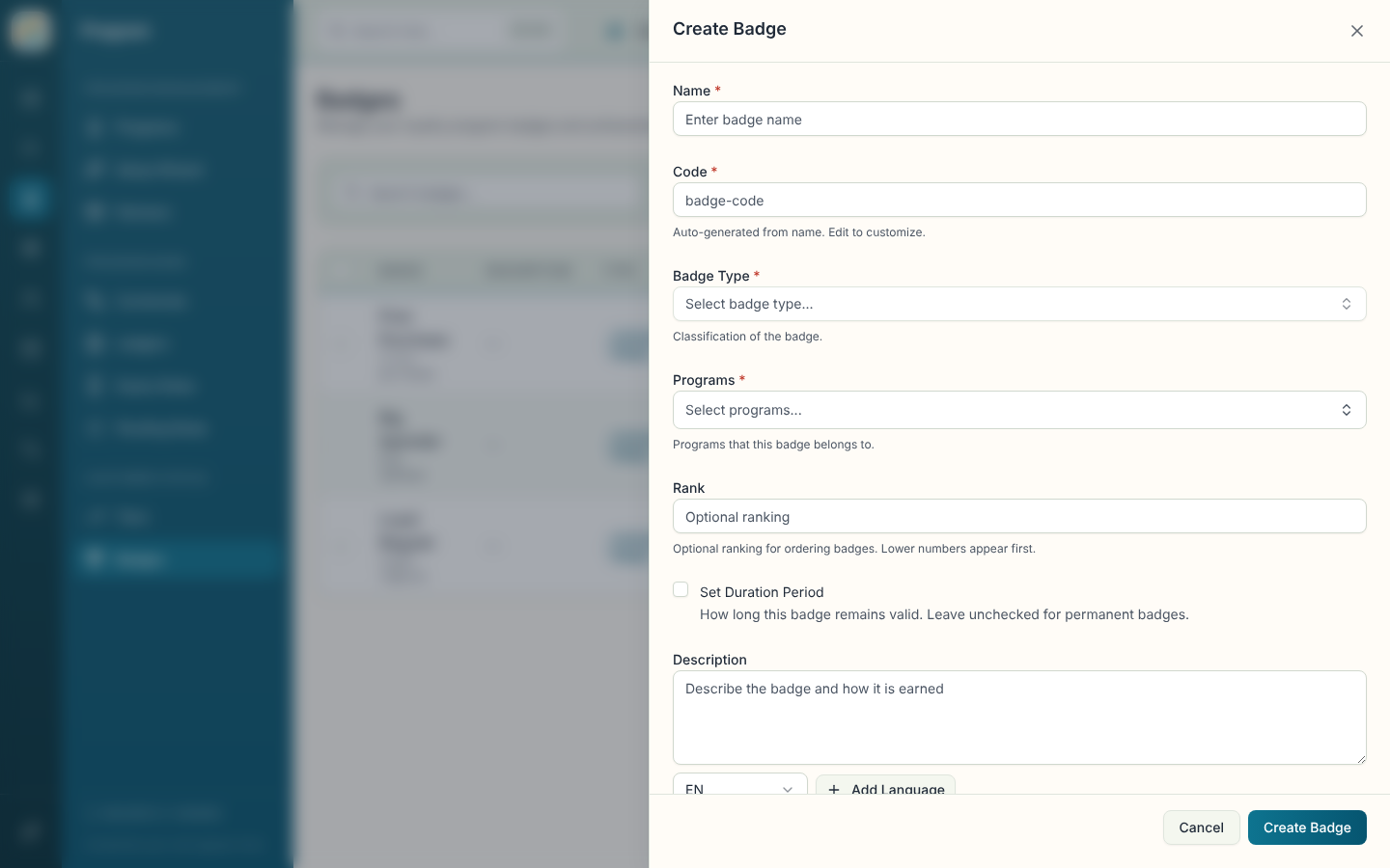 Create Badge sheet
