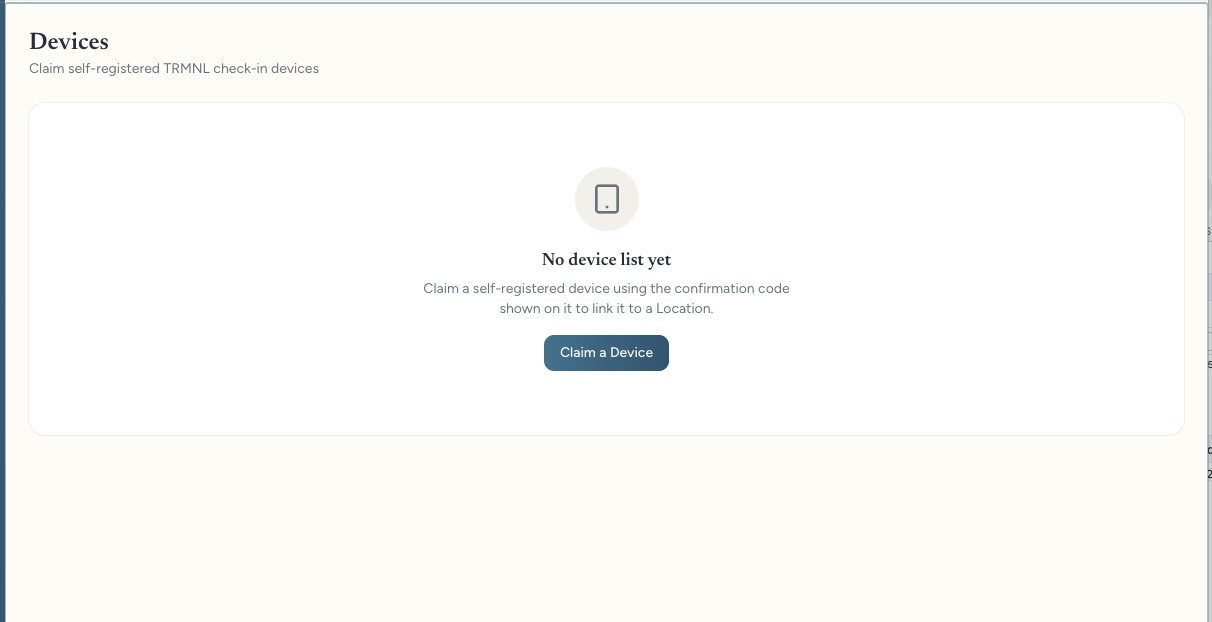 Devices page with the Claim a Device button